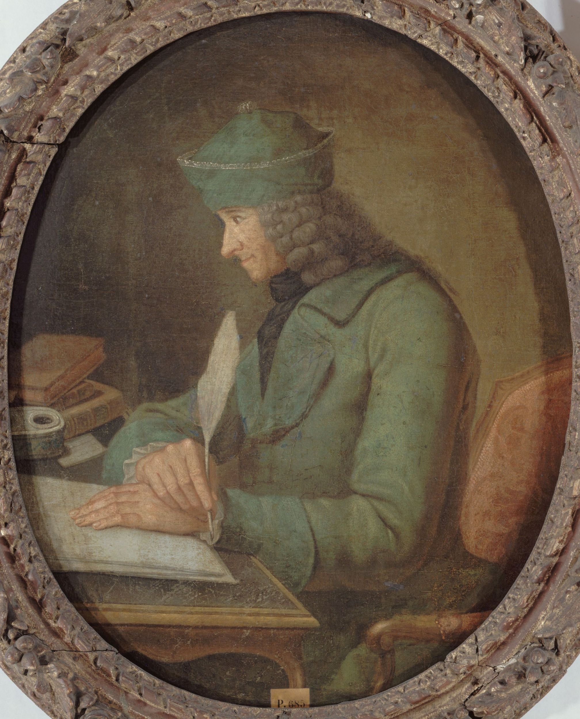 Anonyme, Portrait de Voltaire (1694-1778) dans son cabinet de travail.