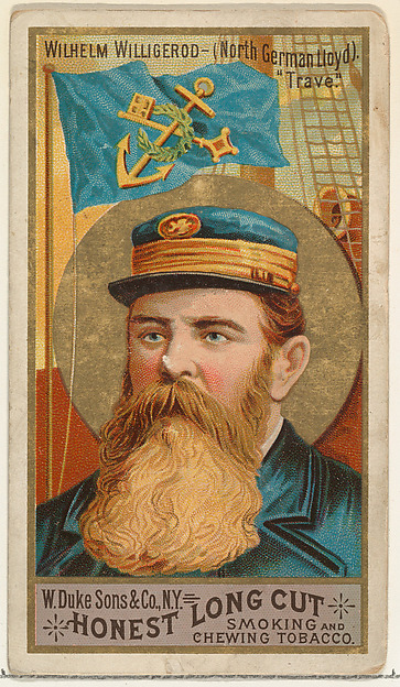 W. Duke, Sons & Co., Wilhelm Willigerod, from the Sea Captains series (N127) issued by Duke Sons & Co. to promote Honest Long Cut Tobacco
