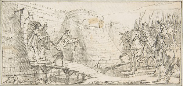 Giovanni Battista Tiepolo, Illustration for a Book:  Surrender of the Keys of a City to an Emperor