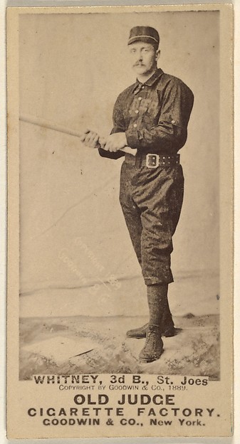 Goodwin & Company, Charles F. Whitney, 3rd Base, St. Joseph Clay Eaters, from the Old Judge series (N172) for Old Judge Cigarettes