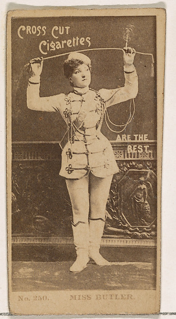 W. Duke, Sons & Co., Card Number 250, Miss Butler, from the Actors and Actresses series (N145-2) issued by Duke Sons & Co. to promote Cross Cut Cigarettes