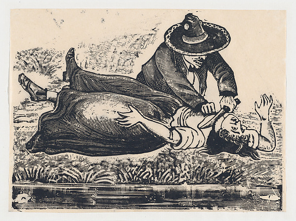 José Guadalupe Posada, Francisco Guerrero, the waistcoat maker and cut throat, murdering a woman