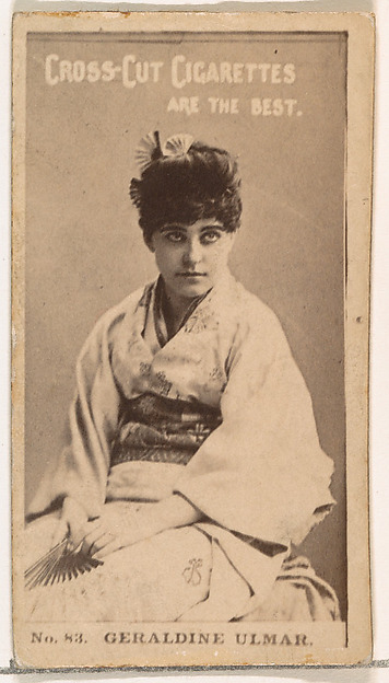 W. Duke, Sons & Co., Card Number 83, Geraldine Ulmer, from the Actors and Actresses series (N145-2) issued by Duke Sons & Co. to promote Cross Cut Cigarettes