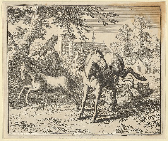 Allart van Everdingen, Renard Goes with the Badger to Court to Appease the Lion's Anger from Hendrick van Alcmar's Renard The Fox