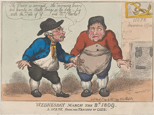 Thomas Rowlandson, Wednesday March the 8th 1809, A Scene From The Tragedy of Cato