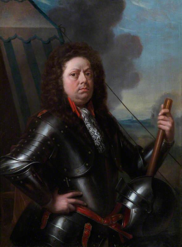 Philip van Dijk, Portrait of an Officer in Armour in Front of His Tent