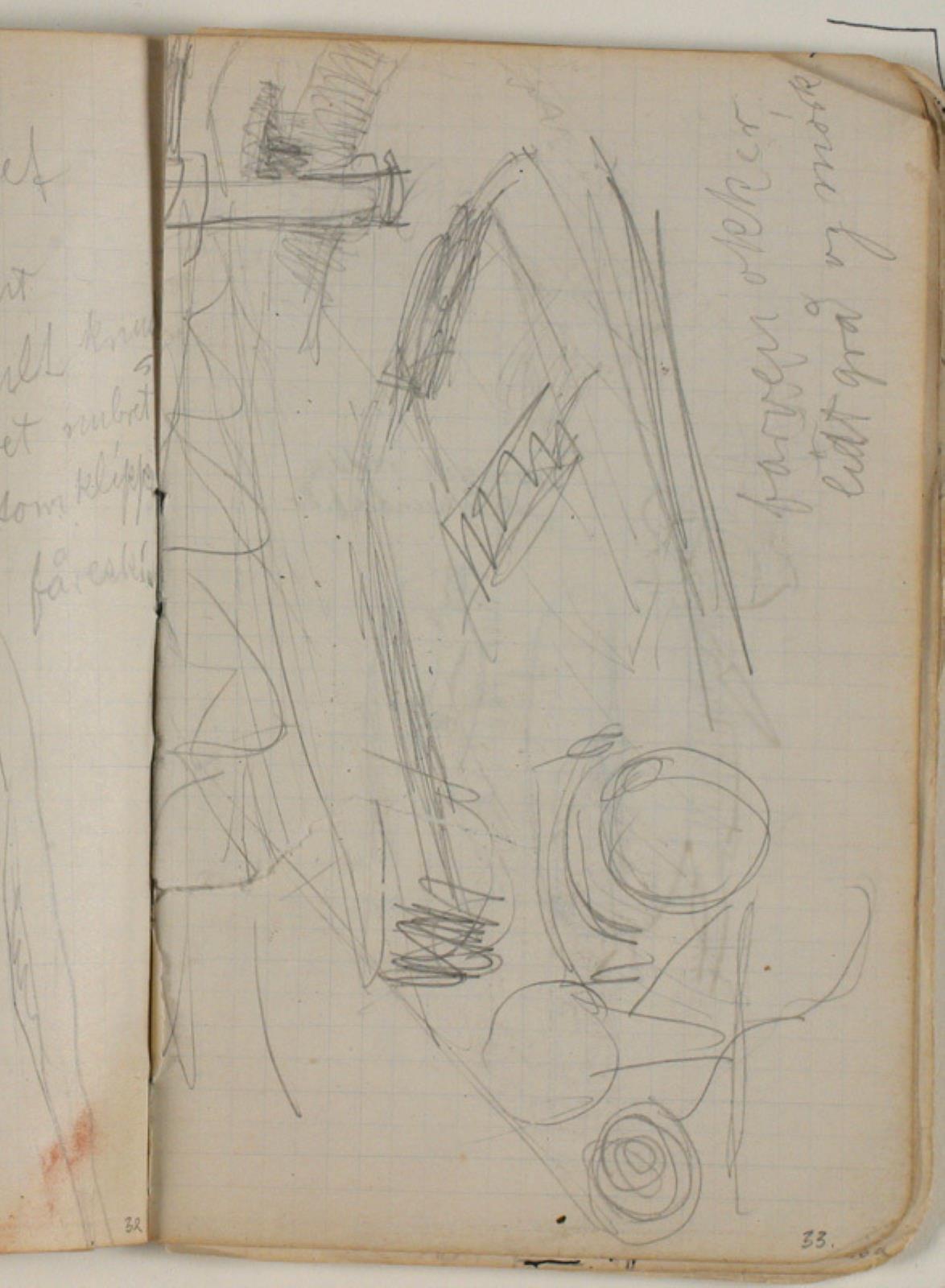 Niels Larsen Stevns, Skitser (af jolle?) . Notater