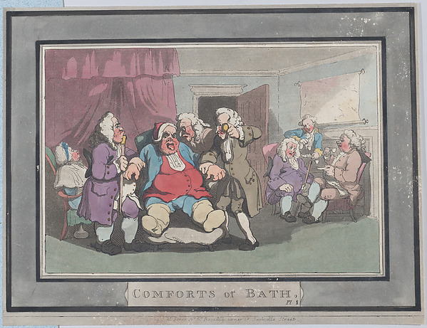 Thomas Rowlandson, Comforts of Bath, Plate 1
