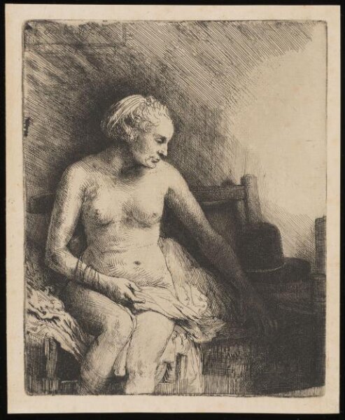 Rembrandt van Rijn, Woman at the bath with a hat beside her