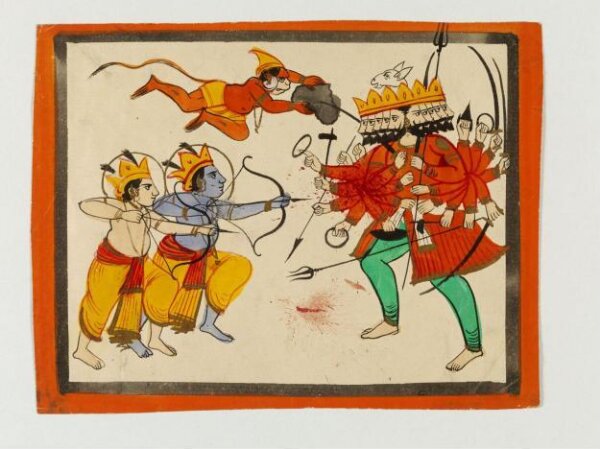 Unknown, Rama and Lakshman fighting Ravana with Hanuman