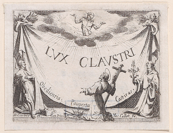 Jacques Callot, Frontispiece, from "Lux Claustri ou La Lumière du Cloitre" (The Light of the Cloisters)