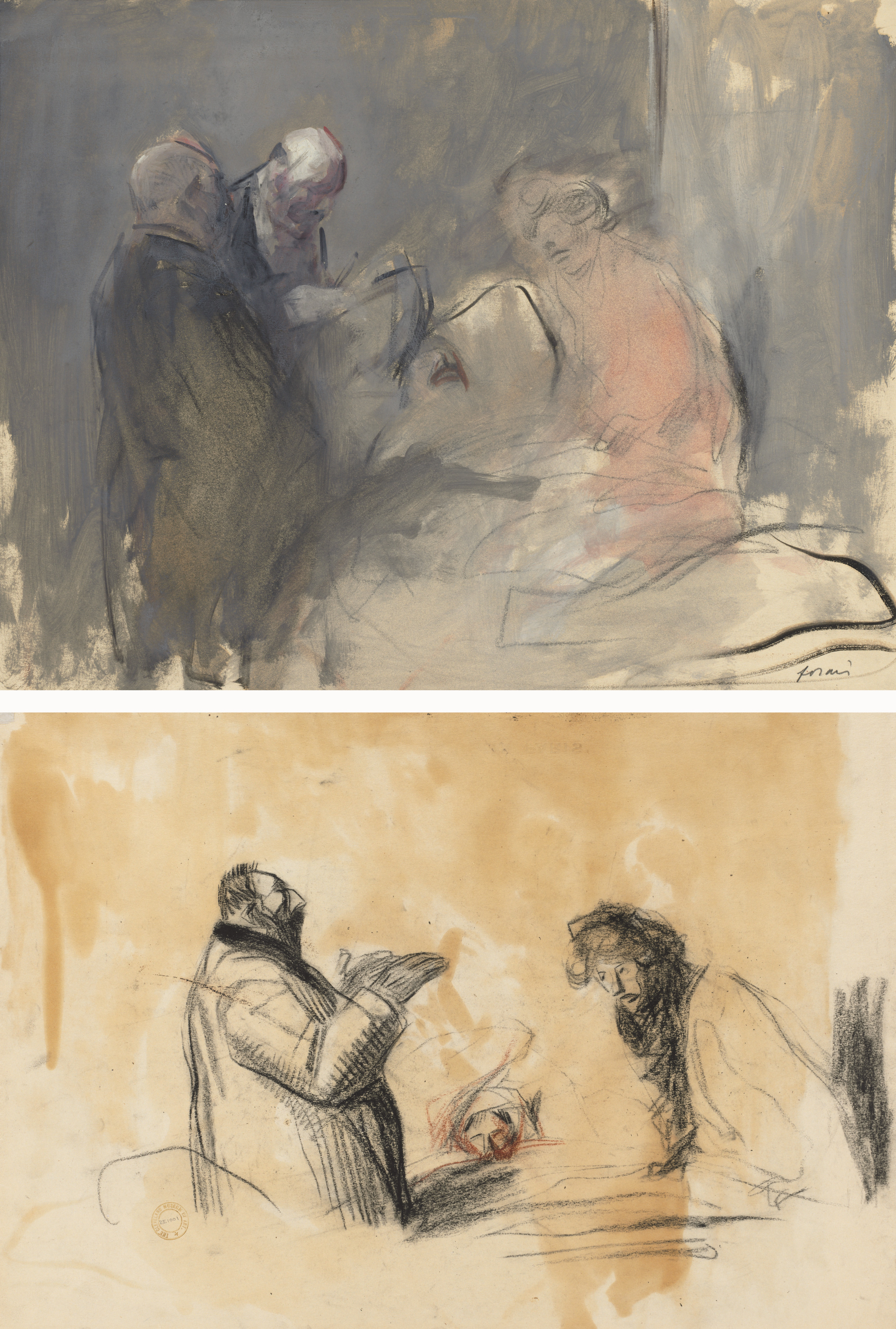 Jean Louis Forain, In the Hospital (recto) Sketch for In the Hospital (verso)
