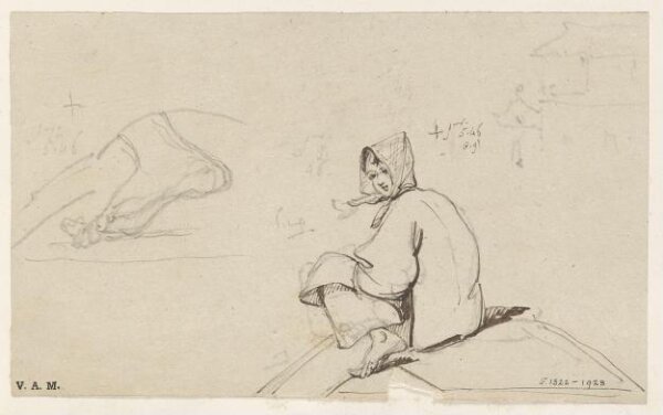 George Chinnery, A seated boatwoman, and a study of a foot