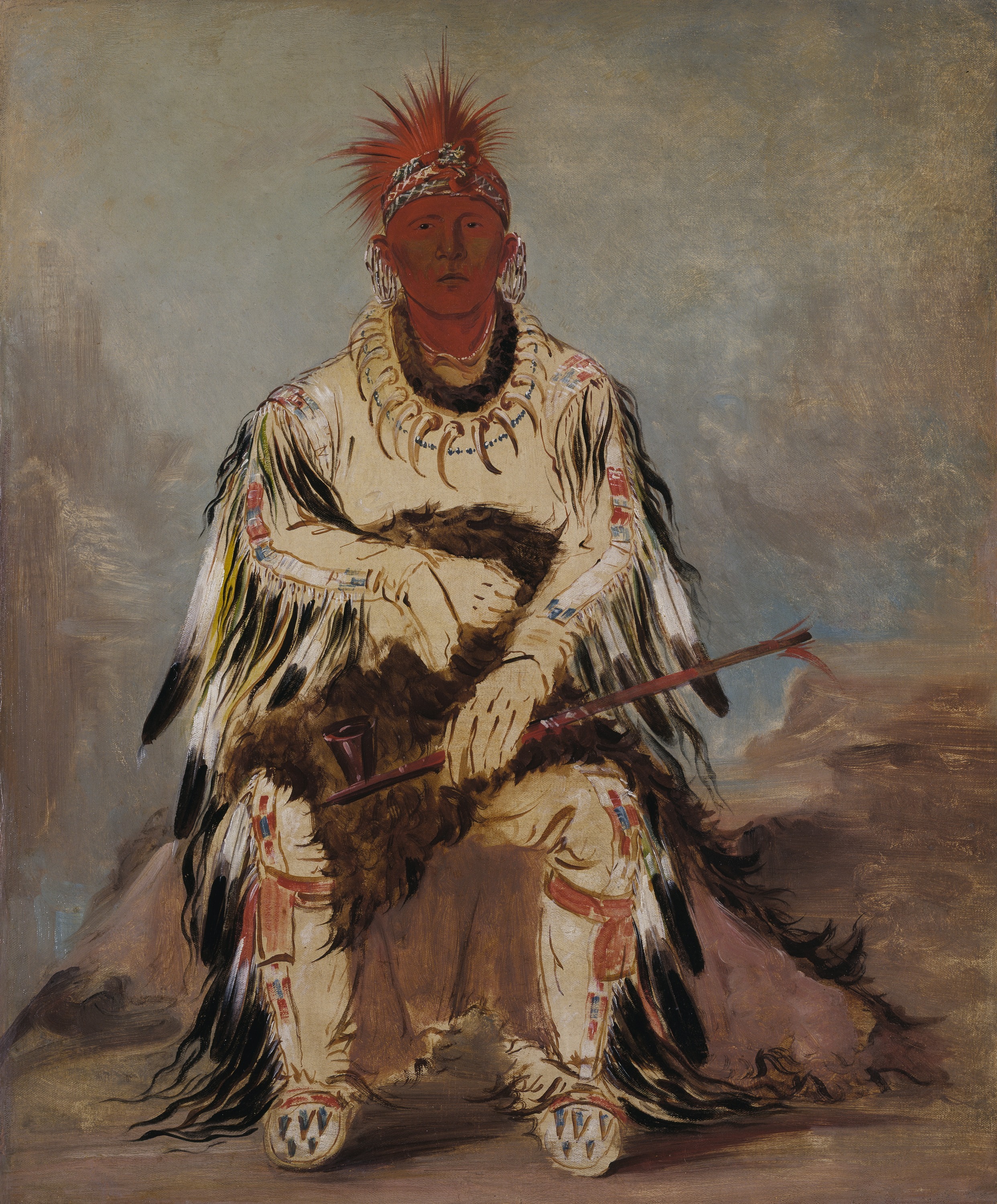George Catlin, No-wáy-ke-súg-gah, He Who Strikes Two at Once, a Brave