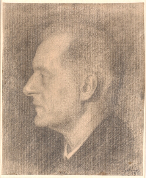 Vilhelm Hammershøi, Portræt af Alfred Bramsen, profil m.v.