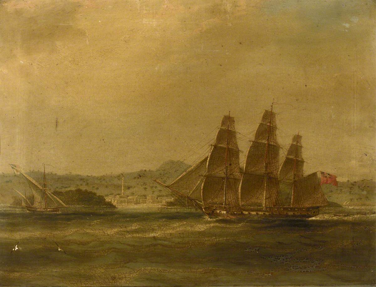 William John Huggins, HMS Mercury takes La Pugliese in Barletta, 7 September 1809