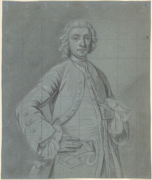 Joseph van Aken, Half-length portrait study of a wigged man