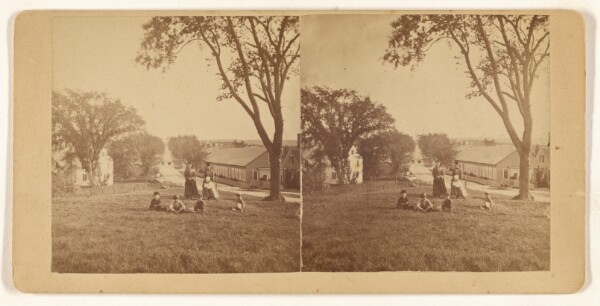 Unknown, [Two women and a group of children posed in a field, possibly at Nashua, New Hampshire]