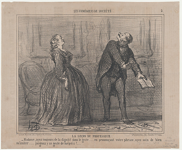 Honoré Daumier, Le leçon du professeur, from Les Comédiens de Société, published in Le Charivari, April 12, 1858