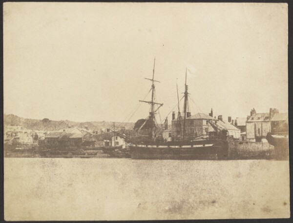 Unknown, [Ship with Two Masts in front of a Small Town]