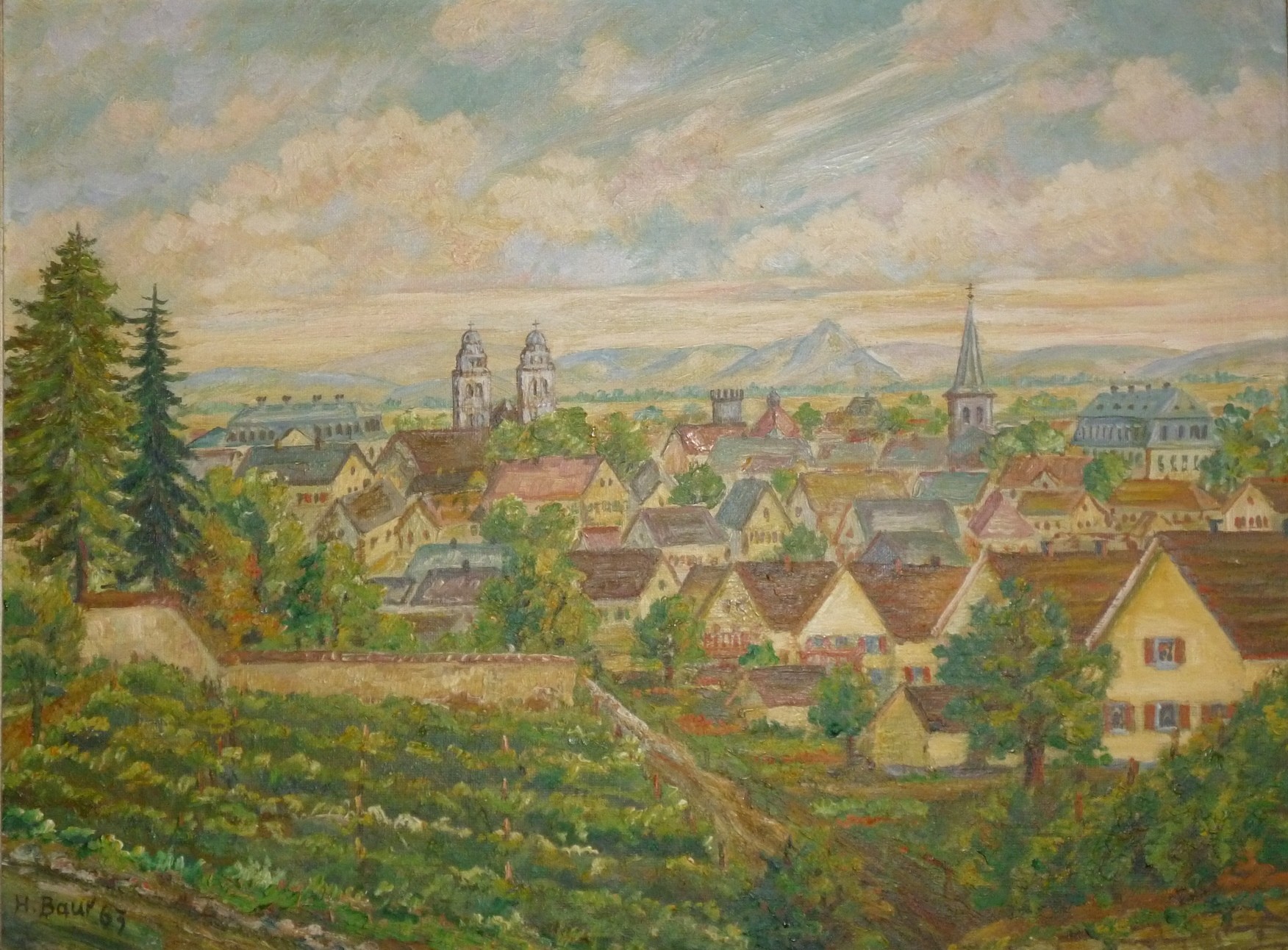 Hugo Baur, Ölgemälde Ortsbild Guntersblum