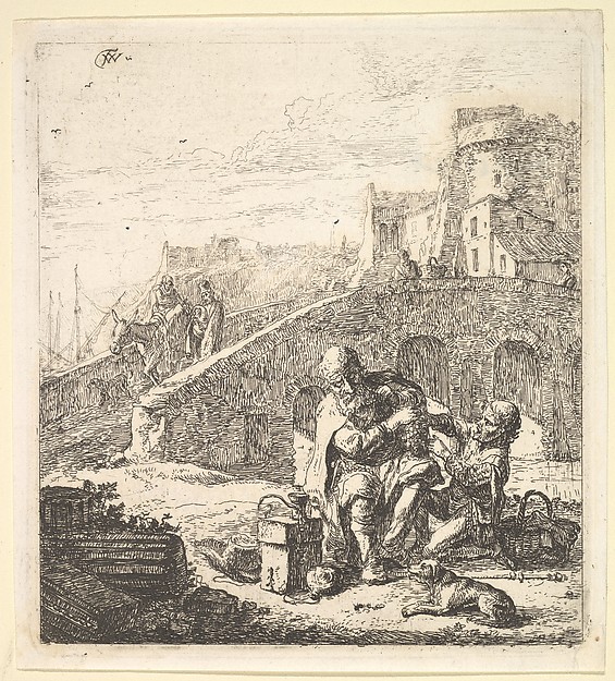 Thomas Wijck, Lazarillo Stealing Grapes from the Poor Blind Beggar