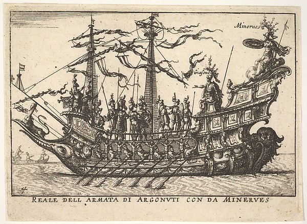 Anonymous, The Argonauts led by Minerva (Reale dell armata di Argonuti con da Minerves), from "The magnificent pageant on the river Arno in Florence for the marriage of the Grand Duke" (Le Magnifique carousel fait sur le fleuve de l'Arne a Florence, pour le mariage du Grand Duc)