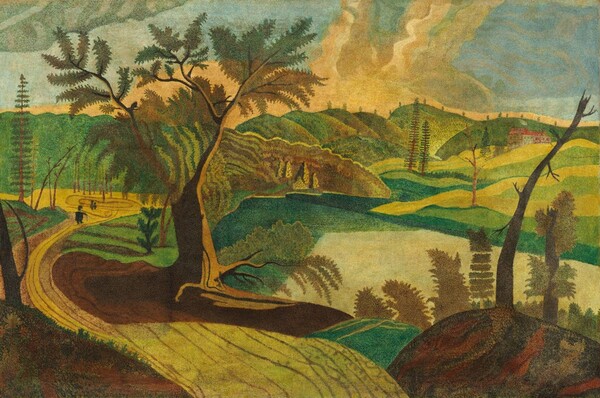 American 19th Century, Stylized Landscape