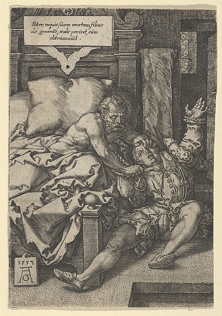 Heinrich Aldegrever, Judge Herkinbald (Archambauld) Stabbing His Nephew