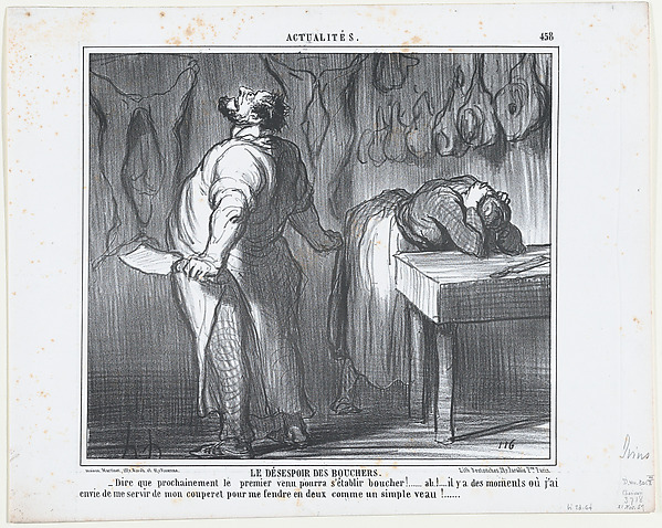 Honoré Daumier, Le Désespoir des Bouchers, from Actualités, published in Le Charivari, November 21, 1857