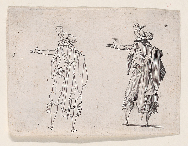 Anonymous, Reverse Copy of L'Homme vu de Dos, La Main Droit Tendue (Man Viewed from Behind, His Right Hand Extended), from "Les Caprices" Series A, The Florence Set