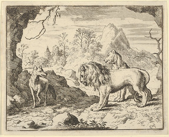 Allart van Everdingen, Renard Convinces the Lion and Lioness of Finding a Treasure His Father Stole from Them from Hendrick van Alcmar's Renard The Fox