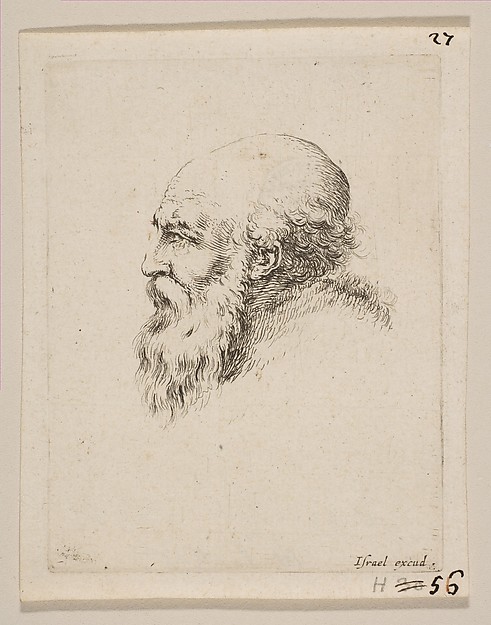 Stefano della Bella, Head of a Bald and Bearded Old Man in Profile, from 'Various heads and figures' (Diverses tétes et figures)