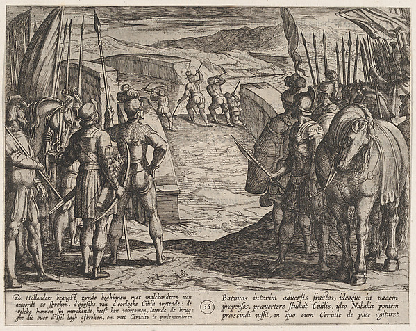 Antonio Tempesta, Plate 35: The Batavians Become Afraid and Begin Peace Talks, from "The War of the Romans Against the Batavians" (Romanorvm et Batavorvm societas)