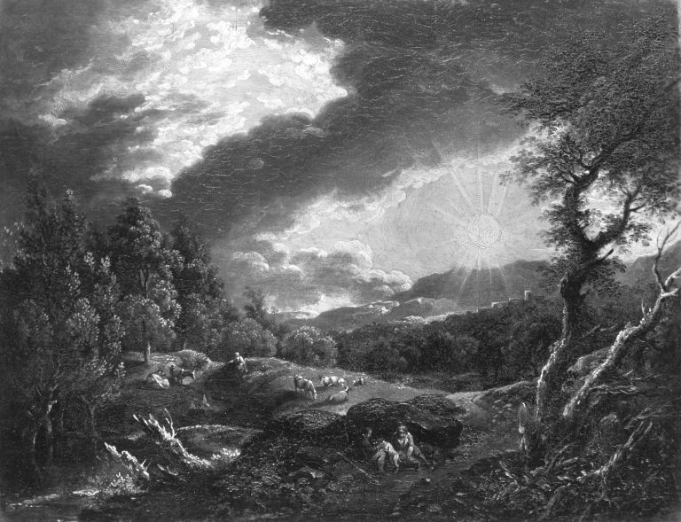 Ferdinand Kobell, Landschaft mit Sonnenuntergang