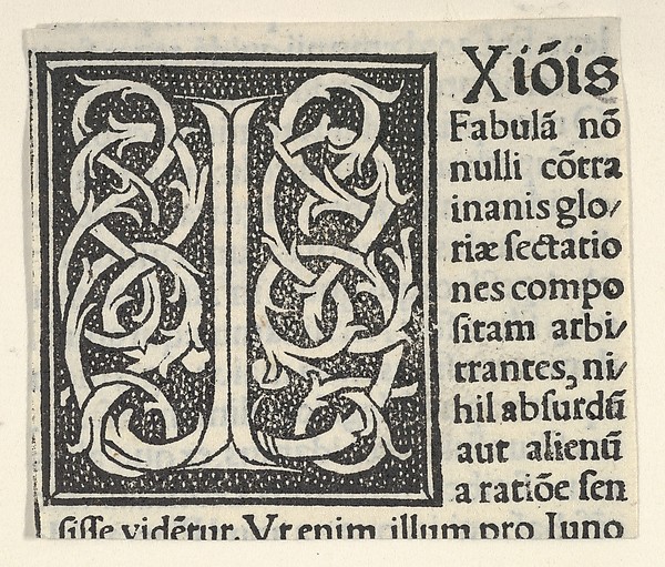 Anonymous, Italian, 16th century, Initial letter I on patterned background