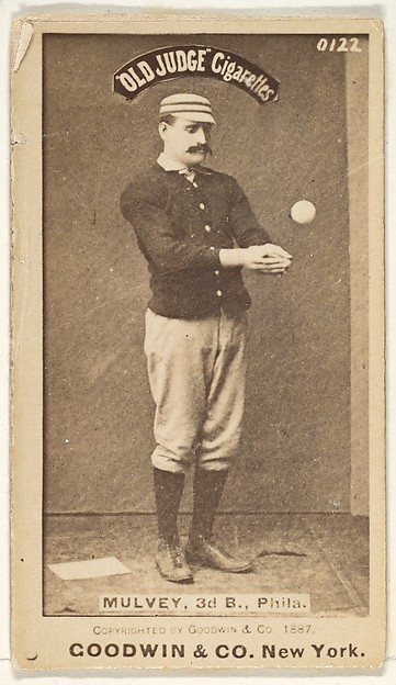 Goodwin & Company, Joseph H. "Joe" Mulvey, 3rd Base, Philadelphia, from the Old Judge series (N172) for Old Judge Cigarettes