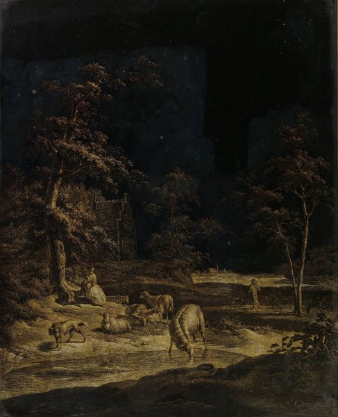 Leendert Overbeek, Shepherdess with Sheep