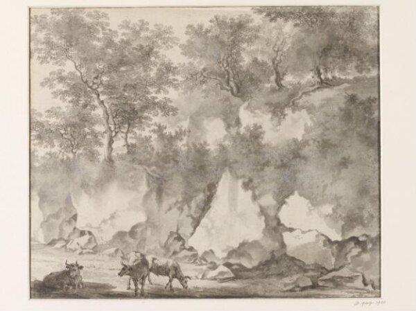 Unknown, Three Cows in a Wooded Ravine