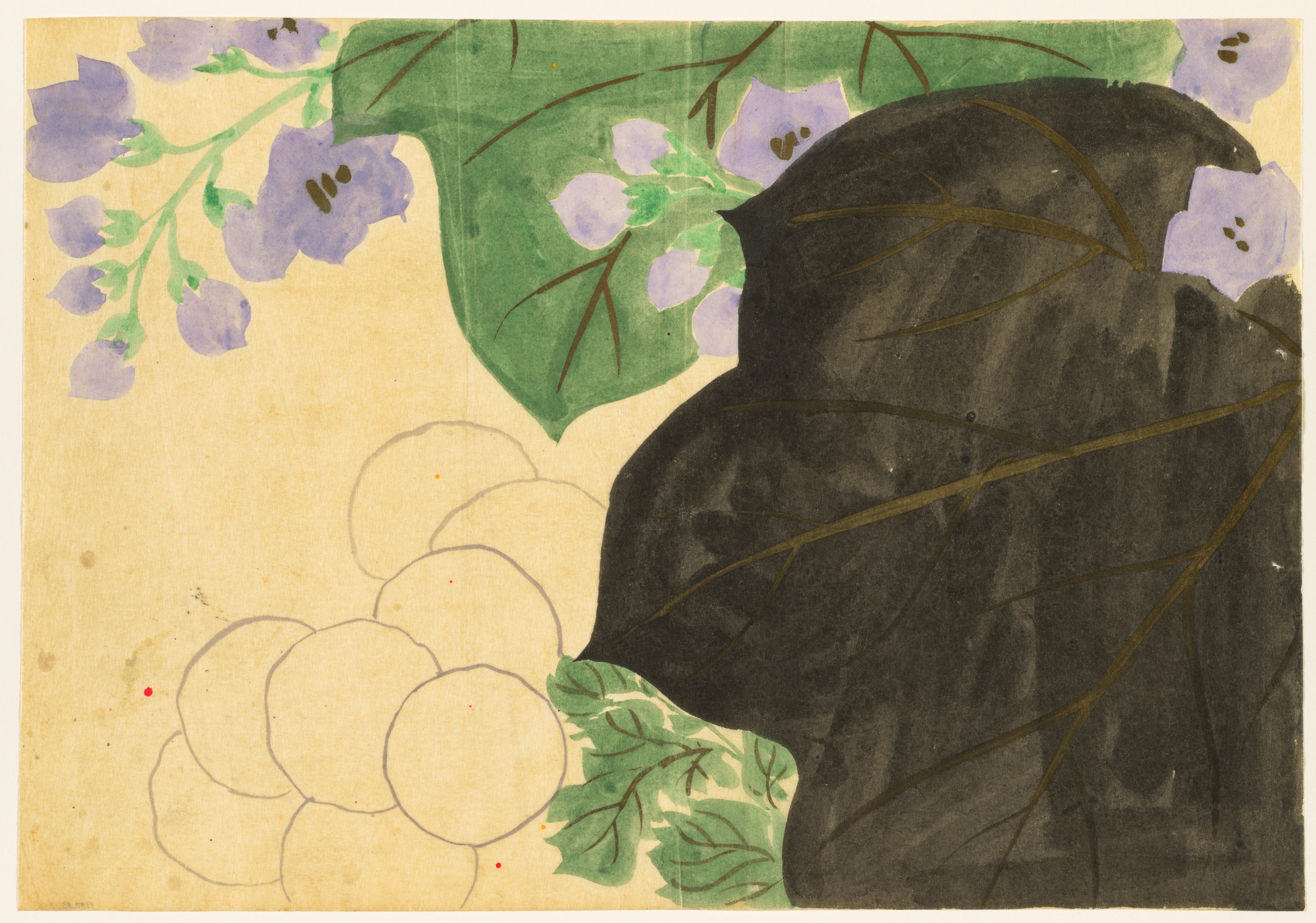 Kamisaka Sekka, Flowers of a Hundred Worlds (Momoyogusa): Chrysanthemum and Paulownia (Kikukiri)