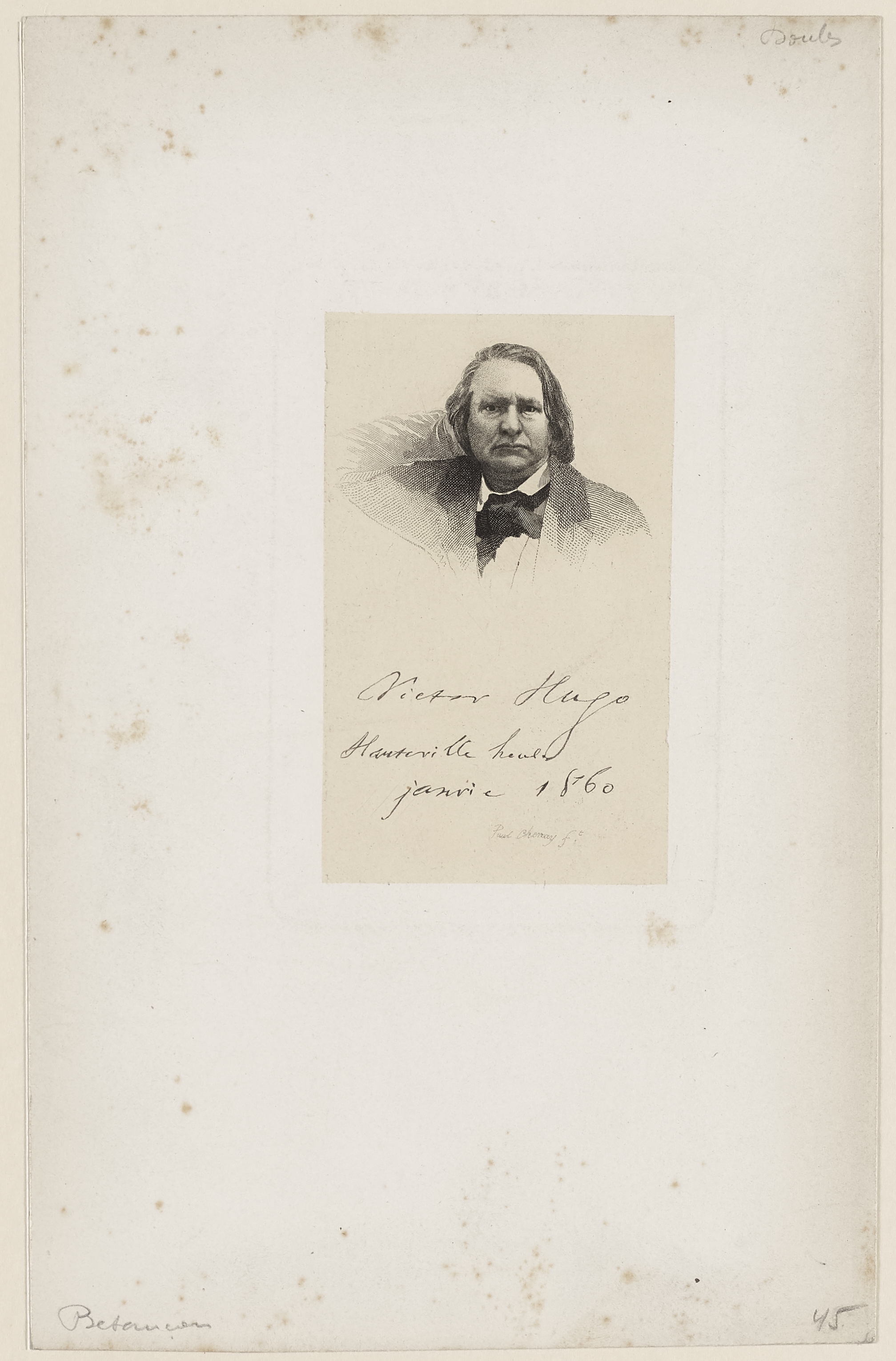 Paul Chenay, Victor Hugo, Hauteville House, janvier 1860