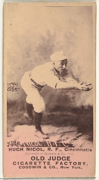 Goodwin & Company, Hugh N. "Little Nick" Nicol, Right Field, Cincinnati, from the Old Judge series (N172) for Old Judge Cigarettes