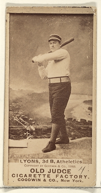Goodwin & Company, Lyons, 3rd Base, Philadelphia Athletics, from the Old Judge series (N172) for Old Judge Cigarettes