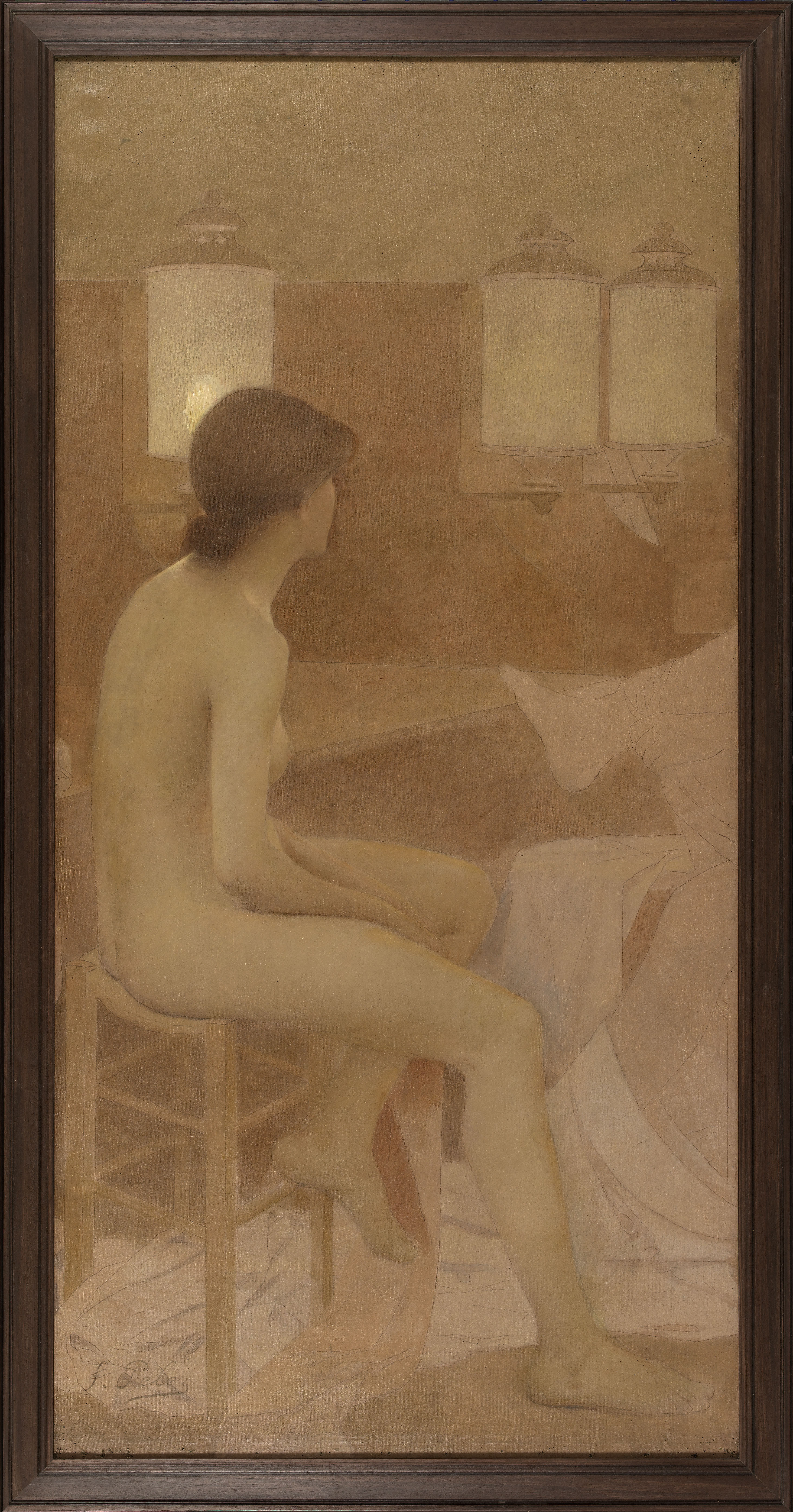 Fernand Pelez, Danseuse dans sa loge, assise profil droit