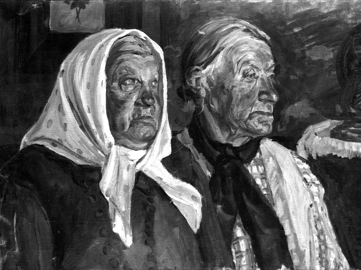 Gustav Borgen, Avfotografering, 1916. Detalj fra maleri, sannsynligvis av Neumann.