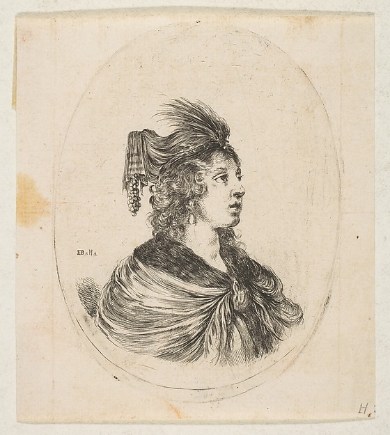Stefano della Bella, Woman coiffed as a sultana, from 'Several heads in the Persian style' (Plusieurs têtes coiffées à la persienne)