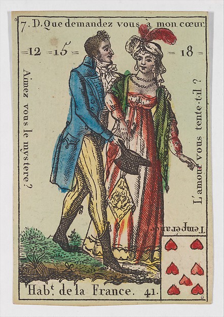 Anonymous, French, 18th century, Hab.t de la France, from the playing cards (for quartets) "Costumes des Peuples Étrangers"