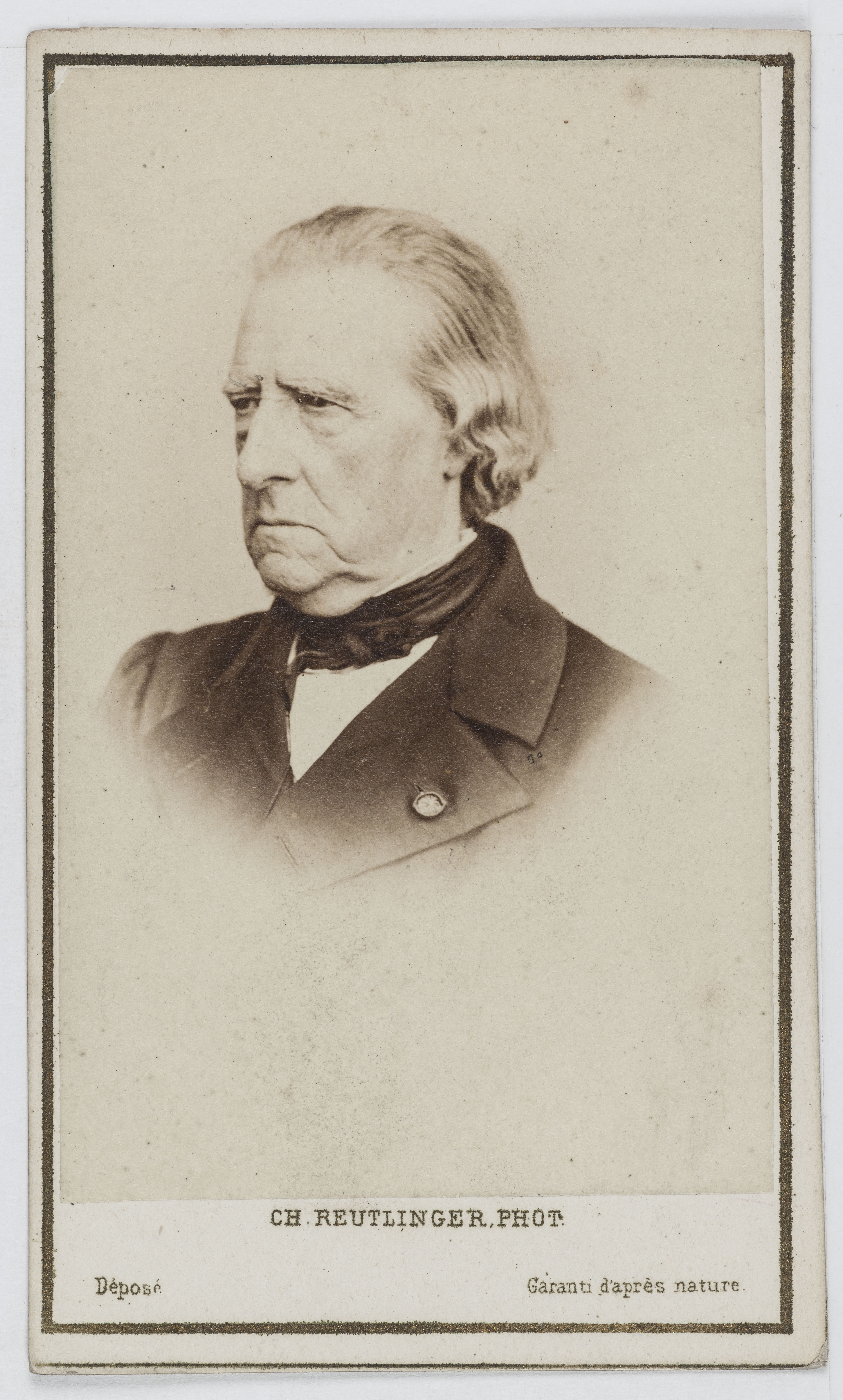 Charles Reutlinger, Portrait du Baron Isidore Justin Séverin Taylor (1789-1879), administrateur du Théâtre Français, inspecteur des Beaux-arts en 1838 et fondateur des Sociétés philanthropiques.