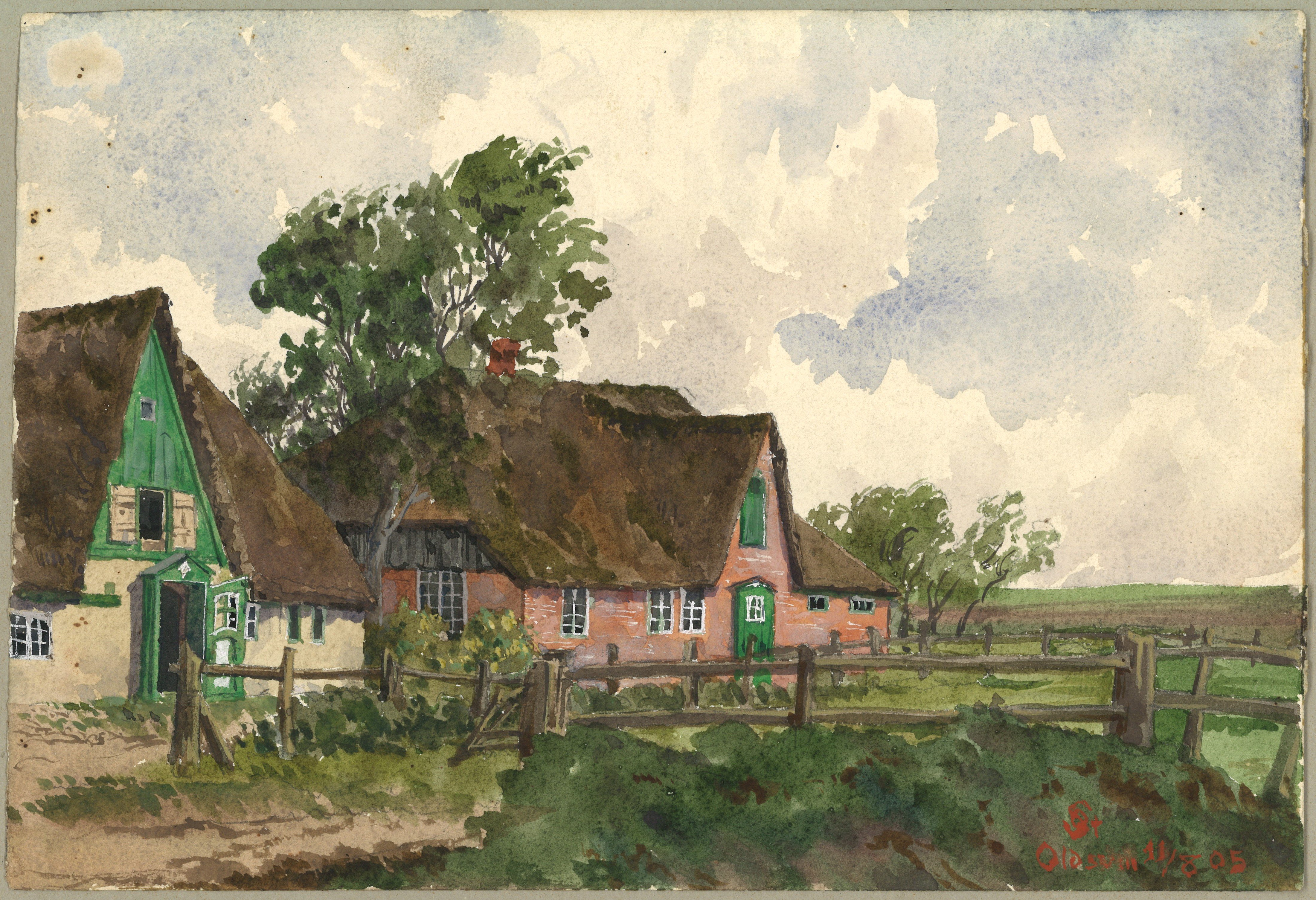 Otto Stiehl, Oldsum (Föhr): Zwei Bauernhäuser