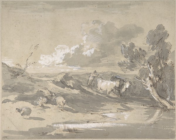 Thomas Gainsborough, Open Landscape with Herdsman, Cows, and Sheep